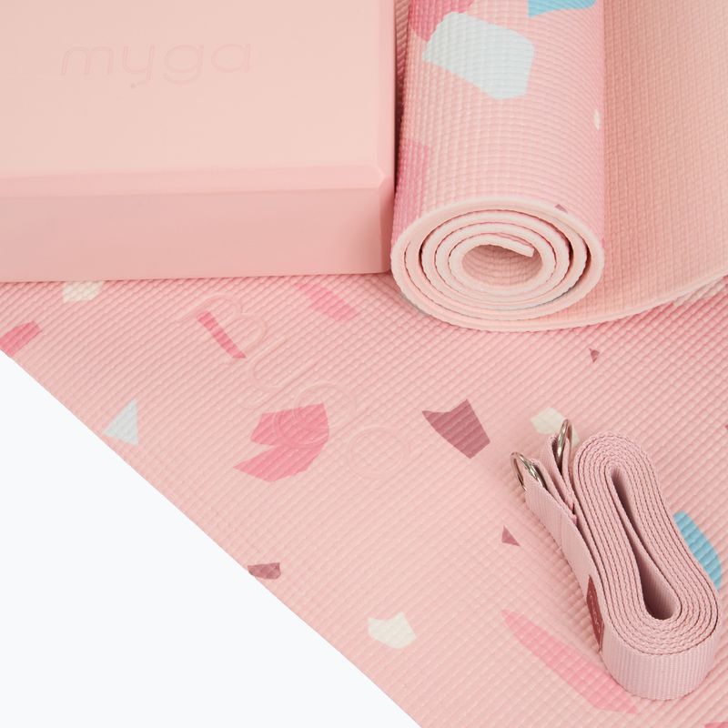 Yoga kit Myga Terrazzo Yoga Set mat + block + strap purple 9