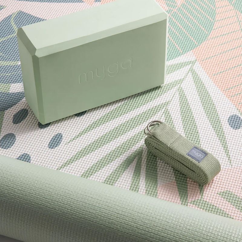 Yoga kit Myga Palm Yoga Set mat + block + strap green 5