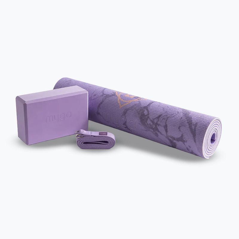 Yoga kit Myga Chakra Yoga Set mat + block + strap purple 2