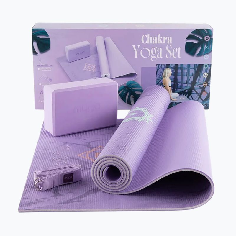 Yoga set Myga Chakra Yoga Set mat + block + purple strap 3