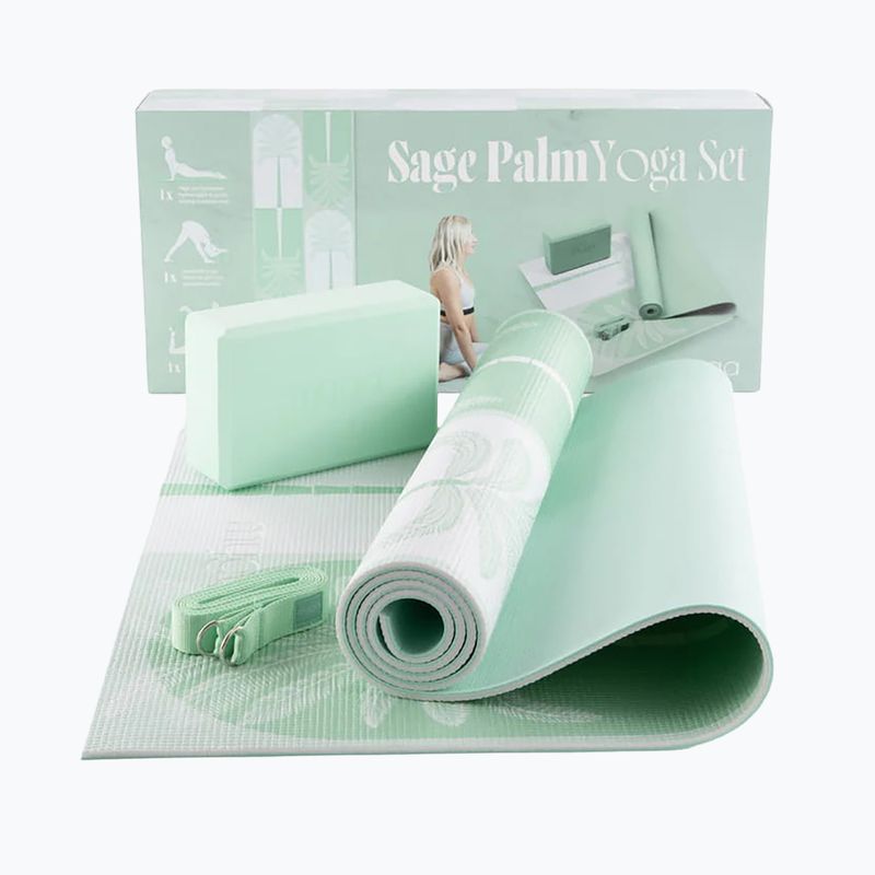 Yoga kit Myga Sage Palm Yoga Set mat + block + strap green 11