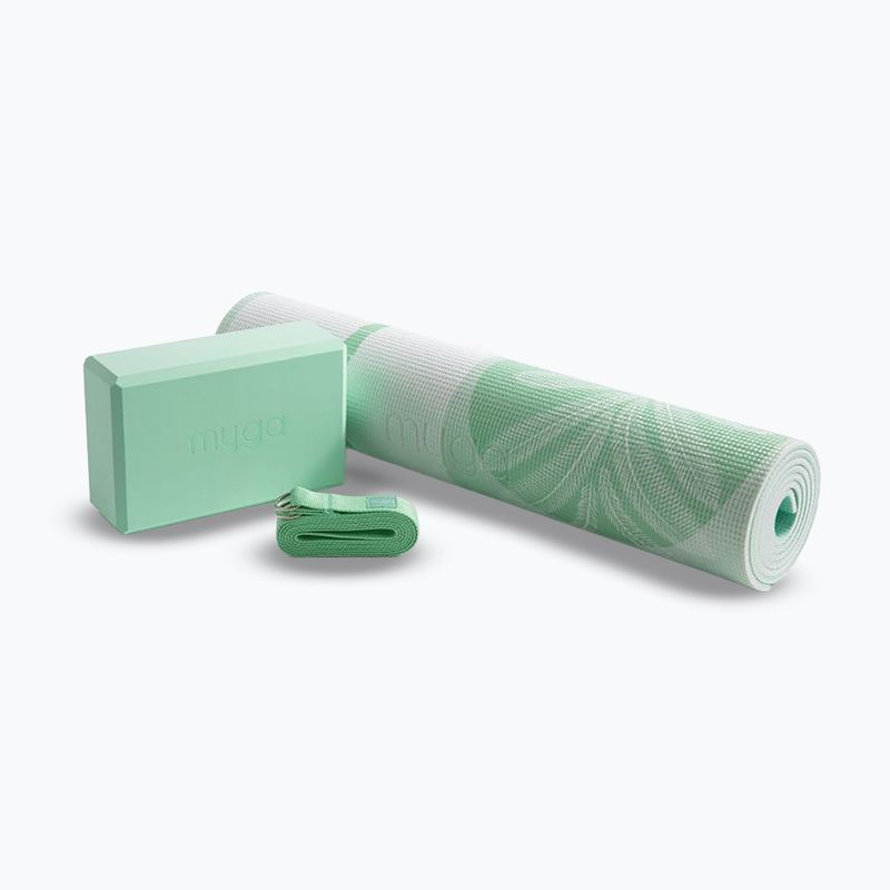 Yoga kit Myga Sage Palm Yoga Set mat + block + strap green 14