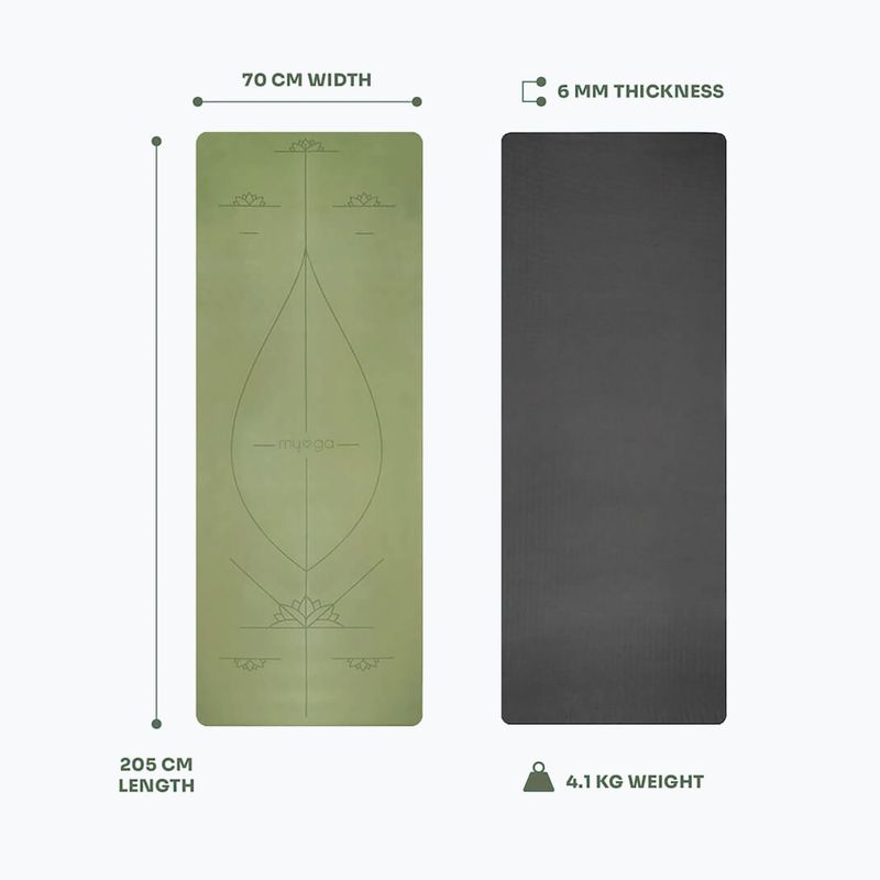 Yoga mat Myga Alignment XL 6 mm green 6