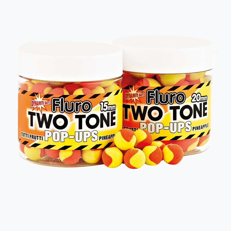 Dynamite Baits Fluoro Pop Up 2 Tone Tutti Frutti & Pineapple yellow-orange floating carp boilies ADY040595