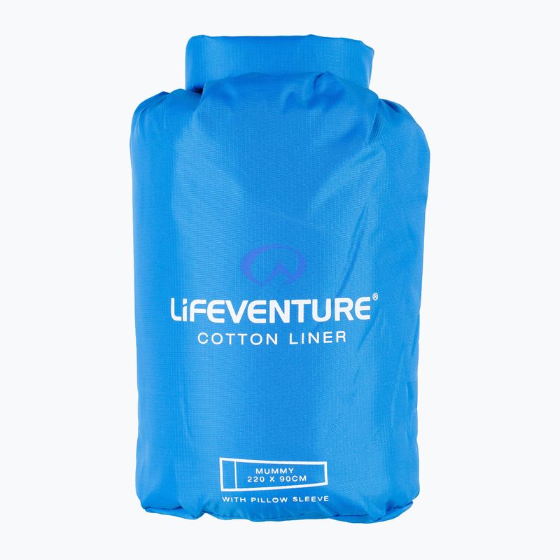 Lifeventure Cotton Sleeping Bag Liner Mummy blue 5