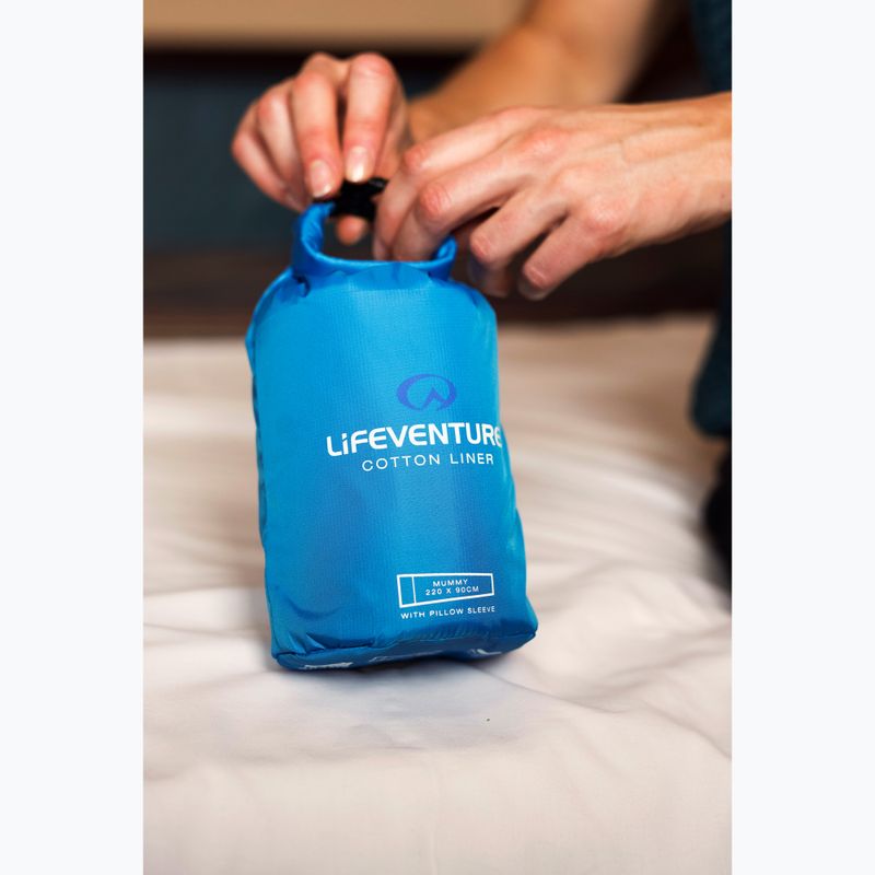Lifeventure Cotton Sleeping Bag Liner Mummy blue 10