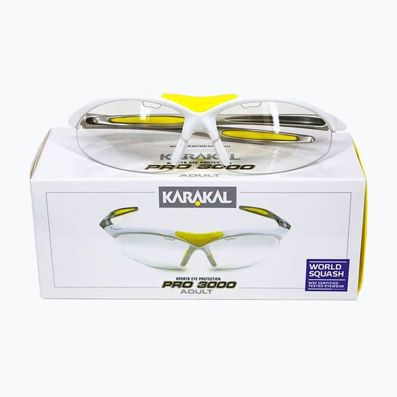 Squash goggles Karakal Pro 3000 white/ yellow 2