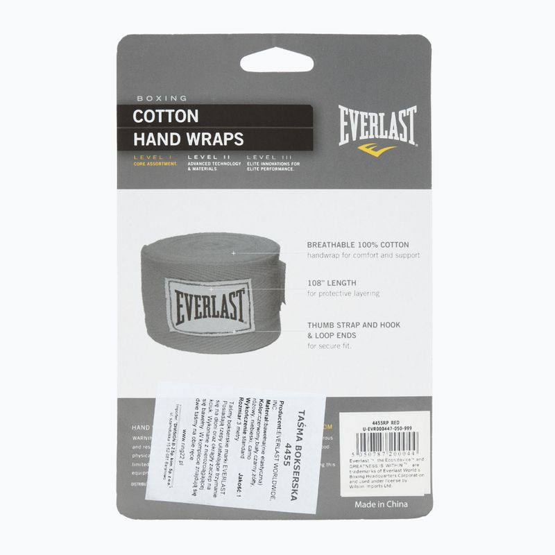 Boxing hand wraps Everlast 275 cm red 2