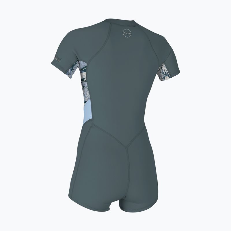Women's wetsuit O'Neill Bahia 2/1 Front Zip SS Spring shade/palmento tropical/faded denim 2