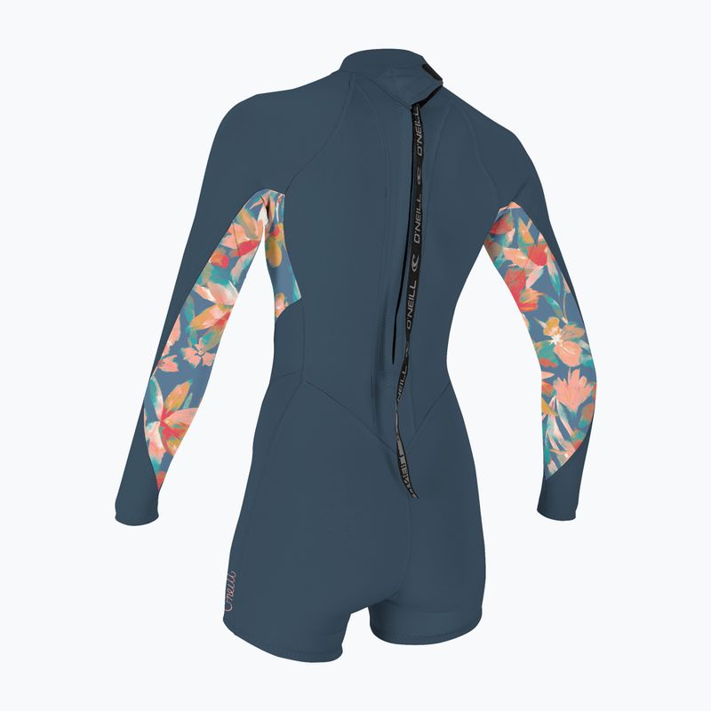 Women's wetsuit O'Neill Bahia 2/1 Back Zip LS Spring copen blue/painted tropics/copen blue 2