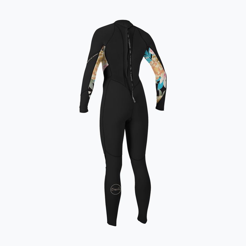 O'Neill Bahia 3/2 Back Zip Full black/mikah floral/black women's wetsuit 2