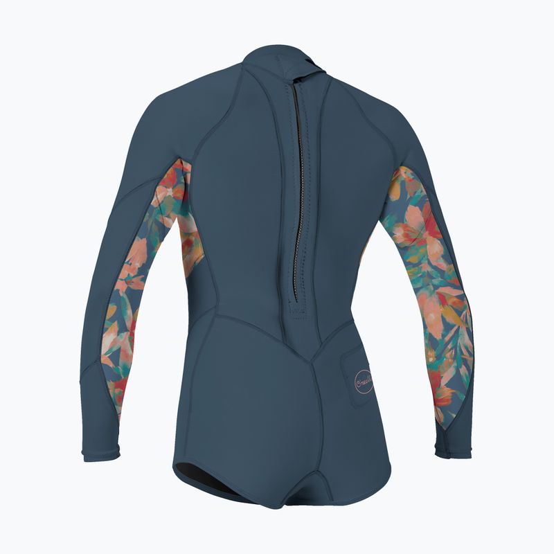 Children's wetsuit O'Neill Girls Bahia 2/1 Back Zip LS Spring copen blue/painted tropics/copen blue 2