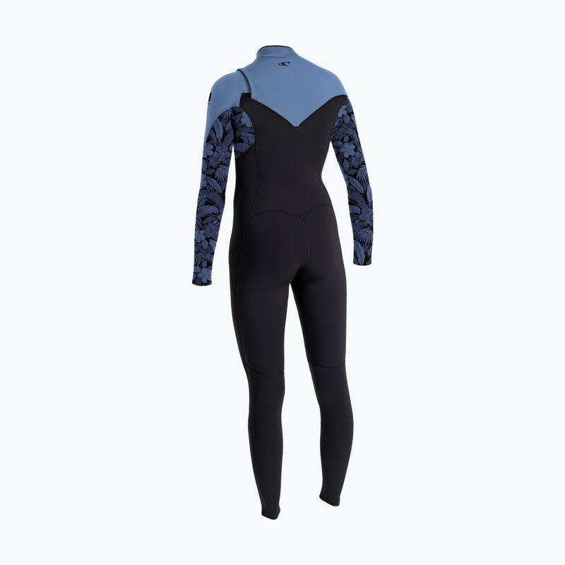 Women's swimming wetsuit O'Neill Epic 5/4 mm Chest Zip Full black/stormy palm/faded denim 2