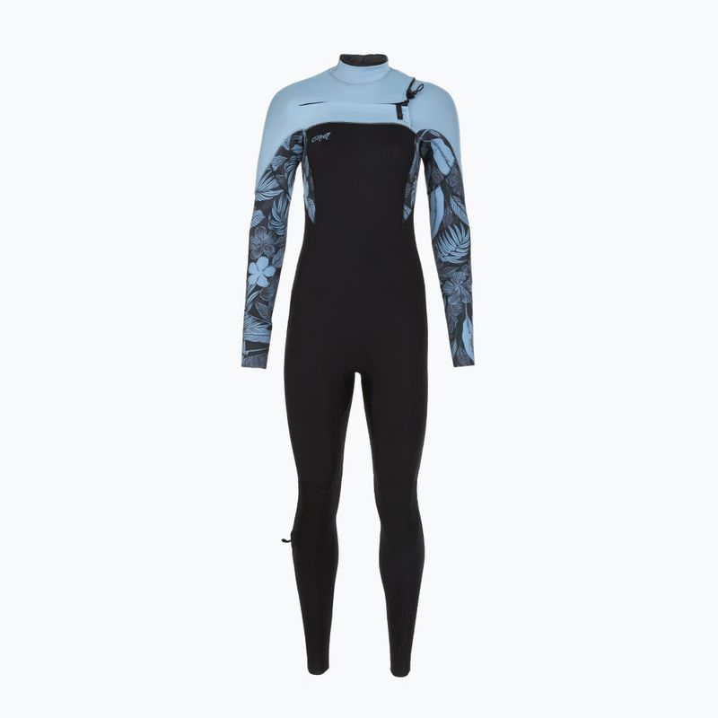 Women's swimming wetsuit O'Neill Epic 5/4 mm Chest Zip Full black/stormy palm/faded denim 2