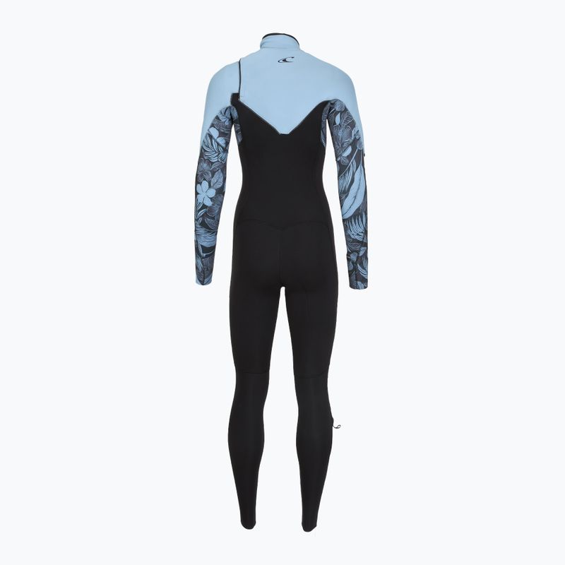 Women's swimming wetsuit O'Neill Epic 5/4 mm Chest Zip Full black/stormy palm/faded denim 3