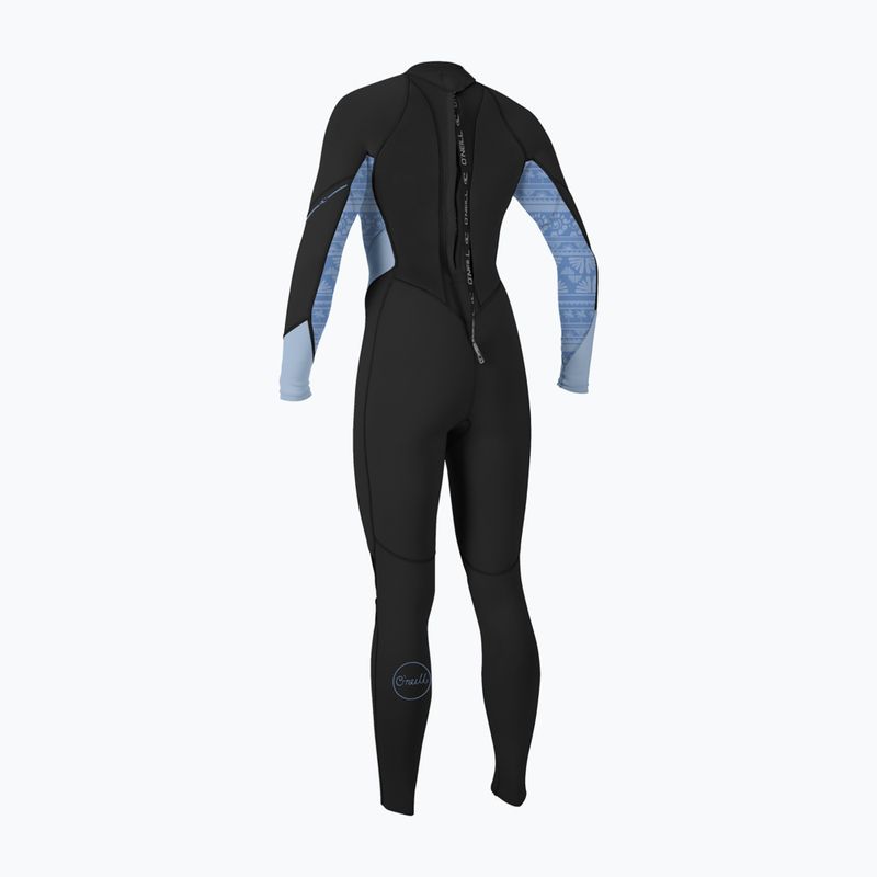 Women's swimming wetsuit O'Neill Bahia 3/2 Back Zip Full IQ5 black/surf abstract/chambray blue 2