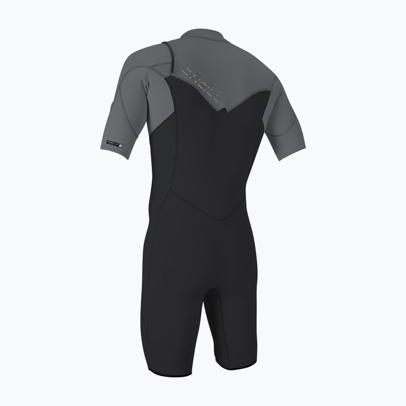 Men's swimming wetsuit O'Neill Hammer 2mm Chest Zip SS Spring IS6 tempered steel/smoke/smoke 2