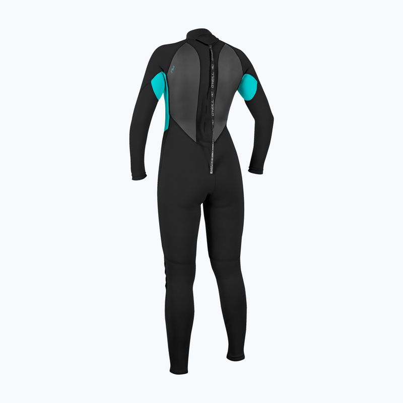 Women's swimming wetsuit O'Neill Reactor-2 3/2 mm Back Zip Full black/light aqua 2