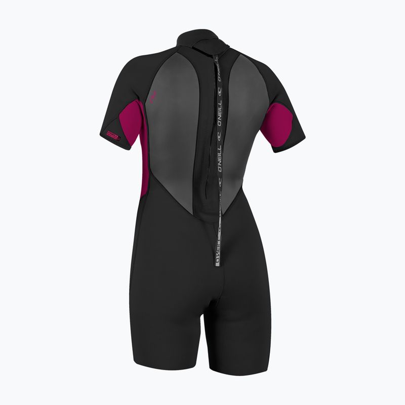 Women's swimming wetsuit O'Neill Reactor-2 2mm Back Zip SS Spring IS7 black/punk pink 2