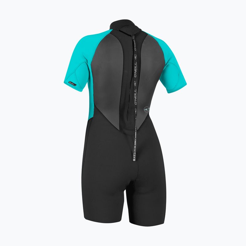 Women's swimming wetsuit O'Neill Reactor-2 2mm Back Zip SS Spring IS7 black/light aqua 2