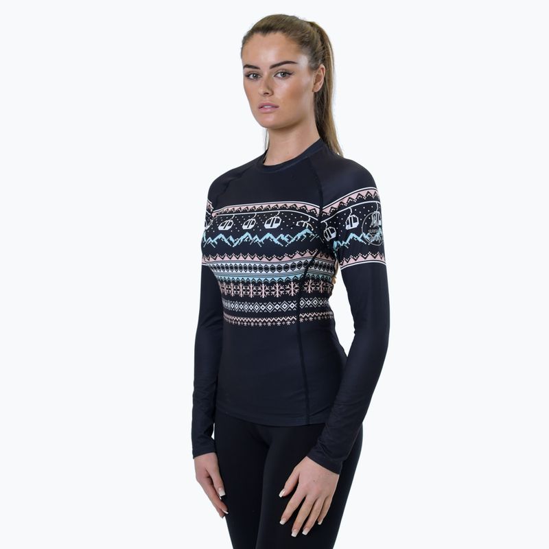 Women's thermal top Surfanic Cozy Limited Edition Crew Neck black fairisle
