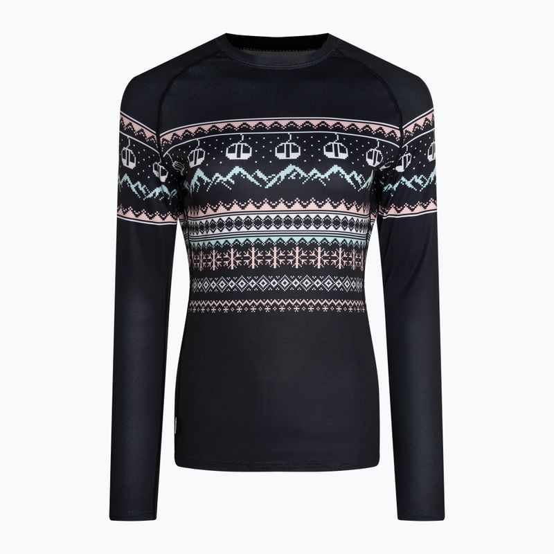 Women's thermal top Surfanic Cozy Limited Edition Crew Neck black fairisle 4