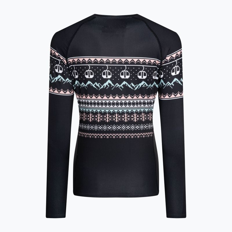 Women's thermal top Surfanic Cozy Limited Edition Crew Neck black fairisle 5