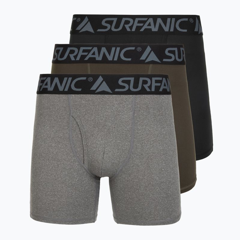 Men's thermal boxer briefs Surfanic Carbondri 3 pairs black/grey/khaki