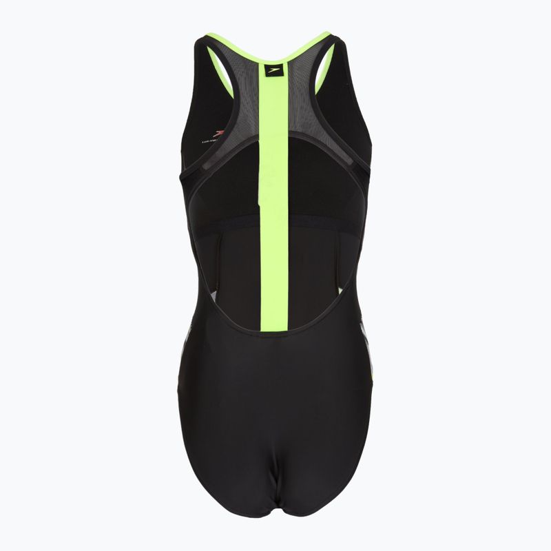 Speedo Reflect Wave black/green women's one-piece swimsuit 2