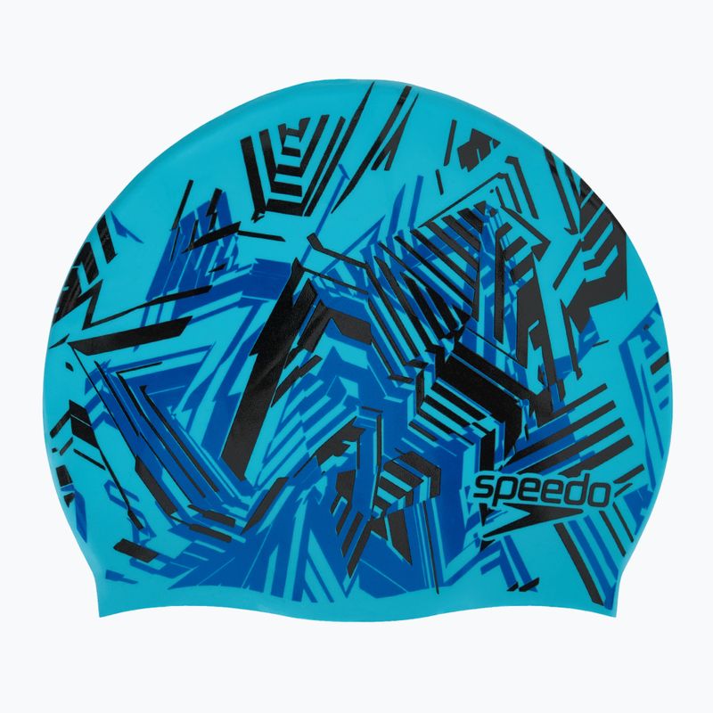 Speedo Slogan Print blue/black children's swimming cap