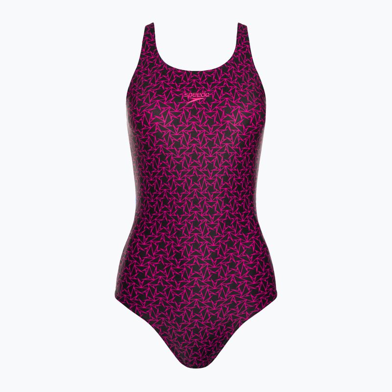 Speedo Boomstar Allover Muscleback women's one-piece swimsuit black-pink 68-12299B344