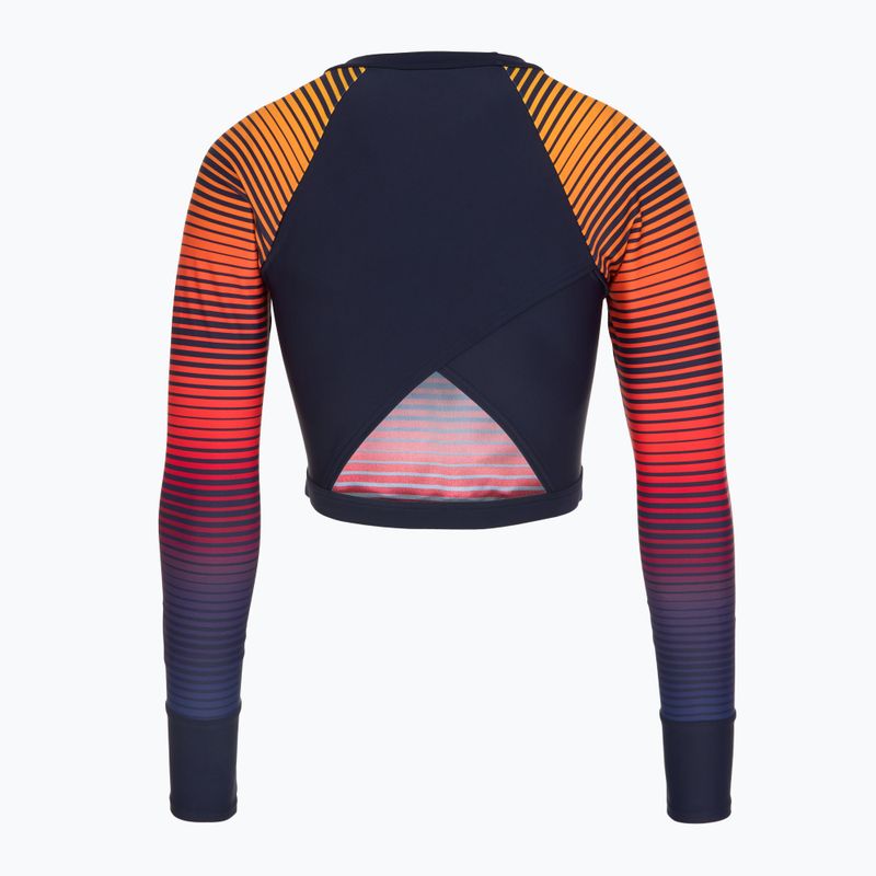 Speedo Women's Swimming Longsleeve Placement Wrap Back Top blue/orange 2