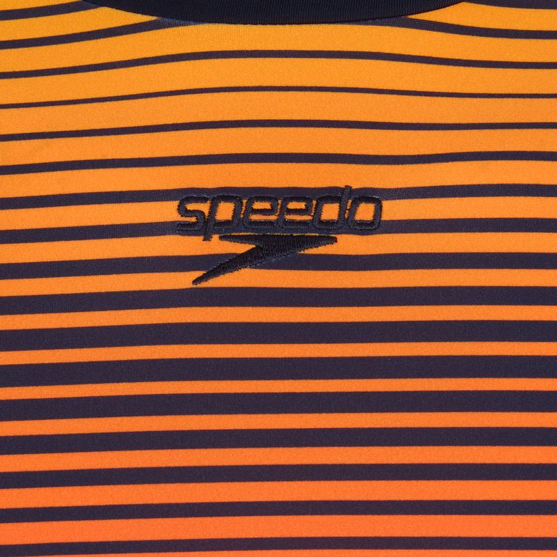 Speedo Women's Swimming Longsleeve Placement Wrap Back Top blue/orange 3
