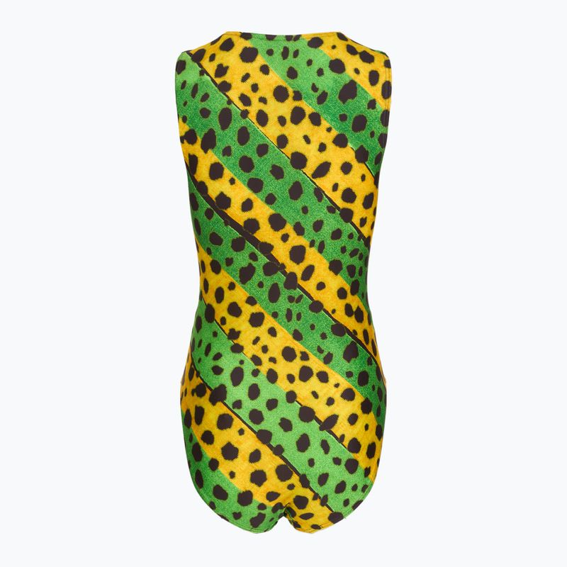 Speedo Placement Digital Highneck women's one-piece swimsuit green/yellow 2