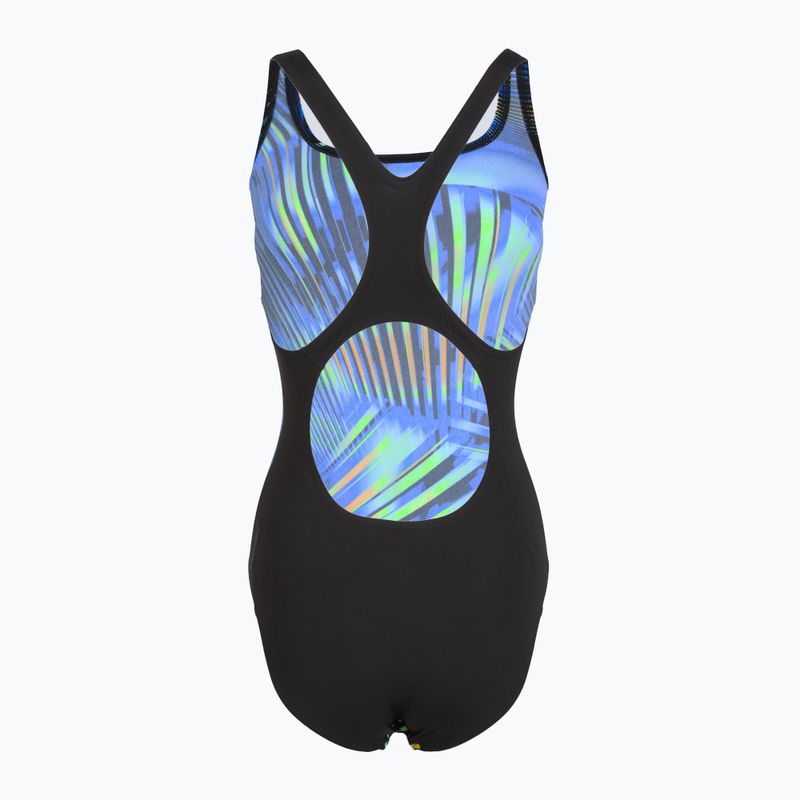 Speedo Printed Medalist women's one-piece swimsuit black/blue 2