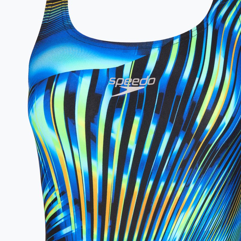 Speedo Printed Medalist women's one-piece swimsuit black/blue 3