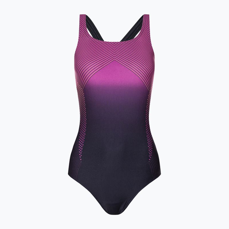 Speedo Digital Placement Medalist women's one-piece swimsuit navy blue and purple 68-12199G701