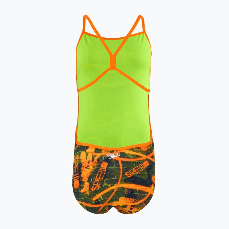 Speedo women's one-piece swimsuit Allover Vback salso / black / olive 2