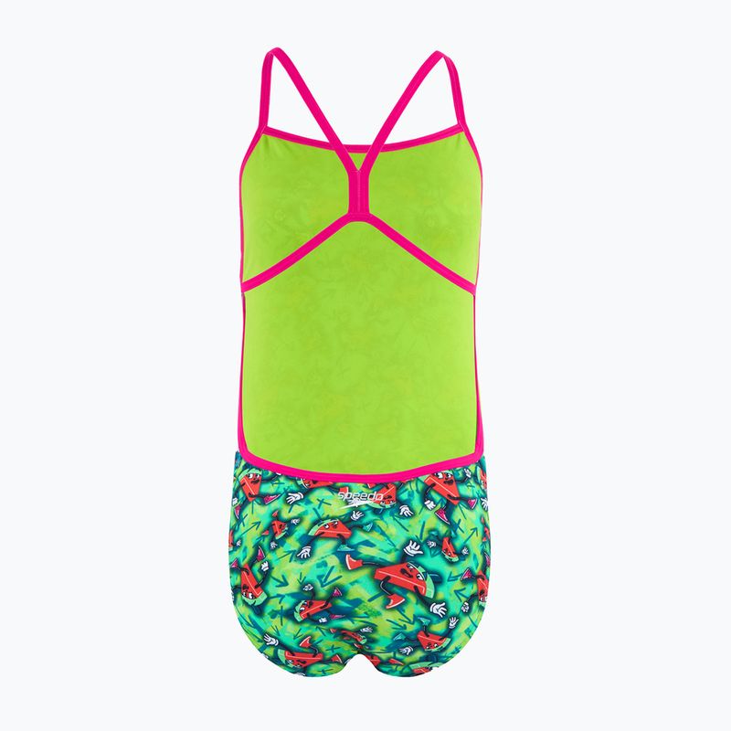 Speedo women's one-piece swimsuit Allover Vback atomic lime / electric pink / fake green 2