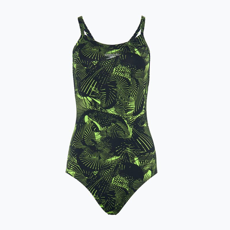 Speedo women's one-piece swimsuit Allover Fixed Crossback black / atomic lime