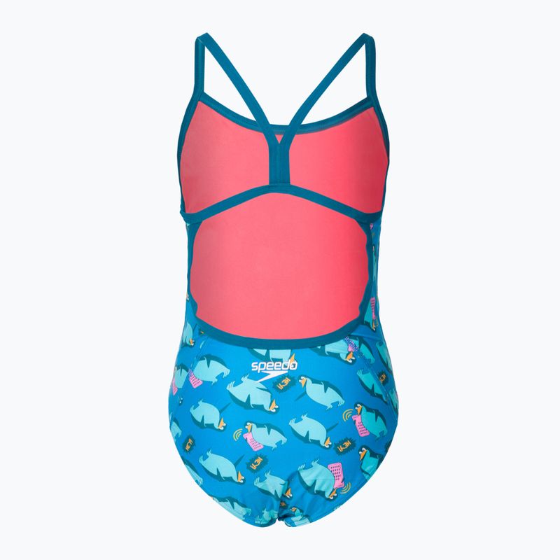 Speedo Flipper Phone Allover Vback children's one-piece swimsuit blue 68-12846 2