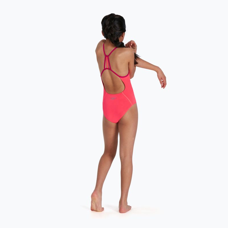 Speedo Lane Line Back Solid pink 68-13441 children's one-piece swimsuit 6