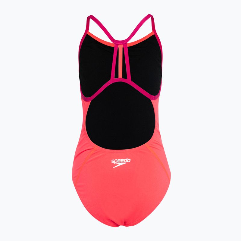 Speedo Lane Line Back Solid pink 68-13441 children's one-piece swimsuit 2