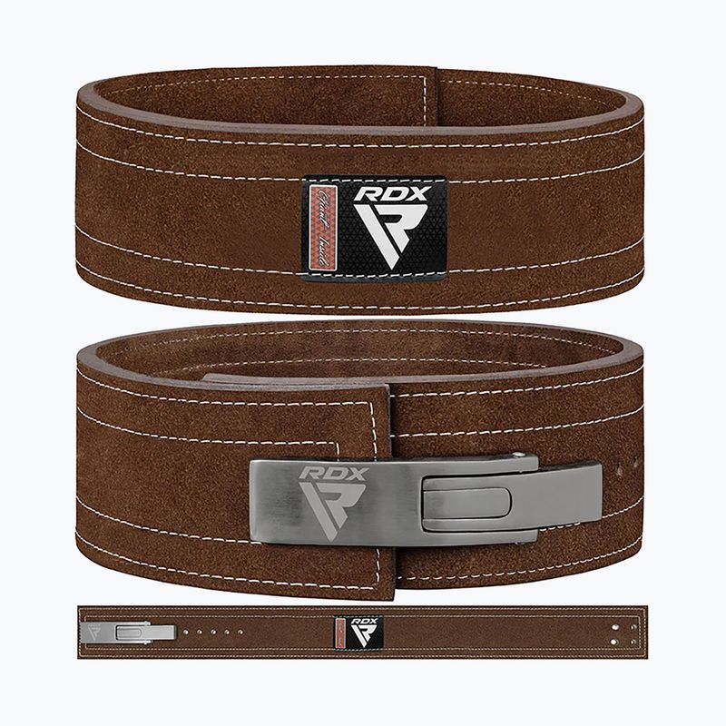 RDX Pro Liver Buckle Lth brown weightlifting belt