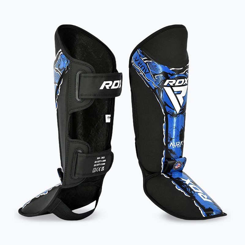Shin and foot guards RDX Instep New Aura F17 Shin black/blue 2