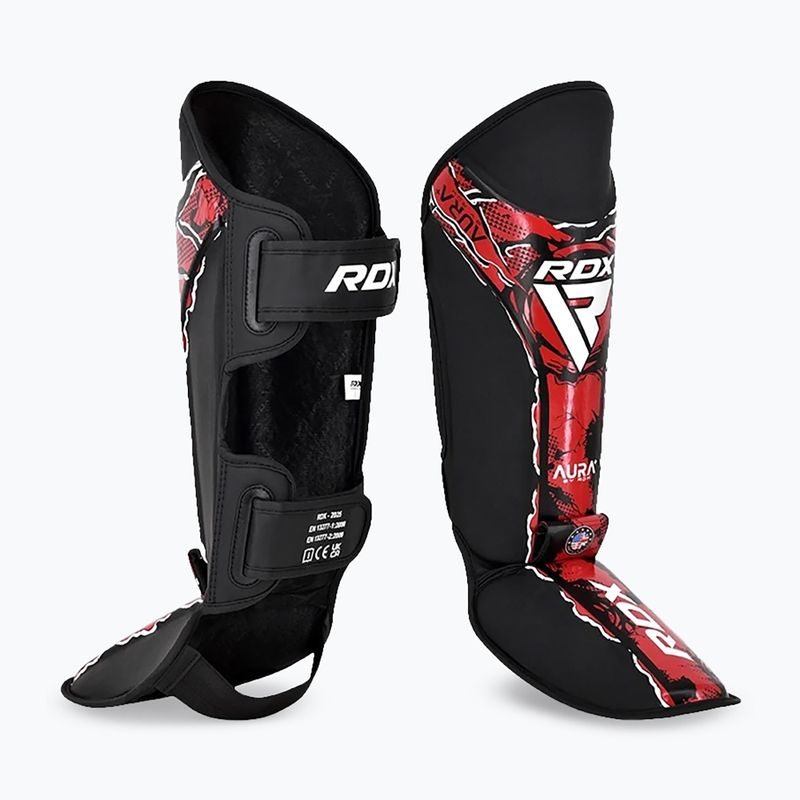 Shin and foot guards RDX Instep New Aura F17 Shin black/red 2