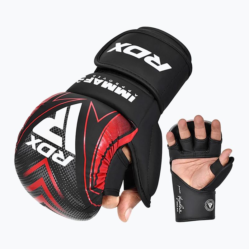 Grappling gloves RDX IMMAF Approved Shooted Grappling red 3