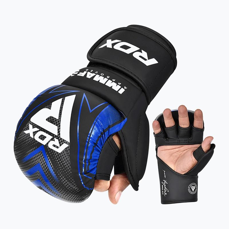 Grappling gloves RDX IMMAF Approved Shooted Grappling blue 2