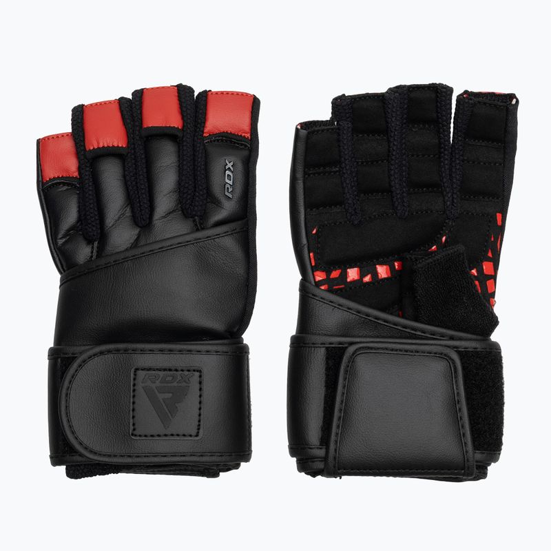 RDX L4 Finger Weightlifting Training Gloves Leather red/black
