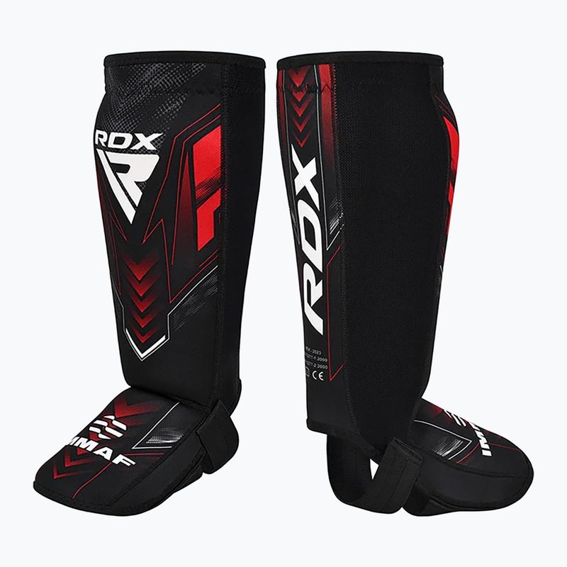 Foot and tibia protectors RDX IMMAF Approved Neoprene Shin Instep red 3